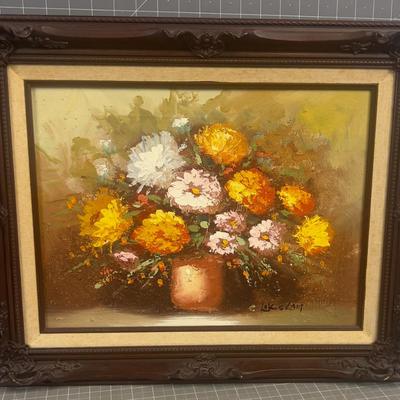 Sale Photo Thumbnail #195: Orange Tones 16 X 12 Good Condition. With Dark Brown Frame