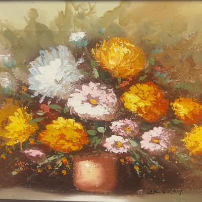 Sale Photo Thumbnail #196: Orange Tones 16 X 12 Good Condition. With Dark Brown Frame