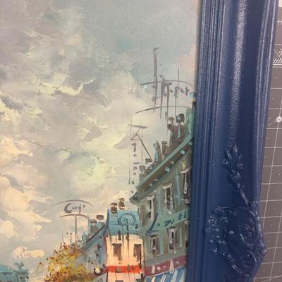 Sale Photo Thumbnail #205: Needs to be reattached to the Blue Painted Framed. Signed 12 x 24" Tall Cant Identify Signature. 