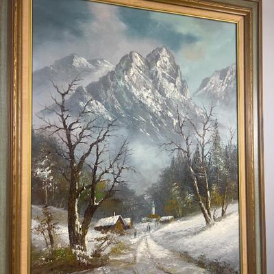 Sale Photo Thumbnail #212: Measures A lot! Painting is 30 x 40 PLUS The Frame. Nice Condition. Lovely for UTAH Winter. 