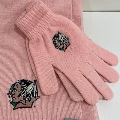 UND Fighting Sioux Embroidered Pink Scarf and Gloves Set
