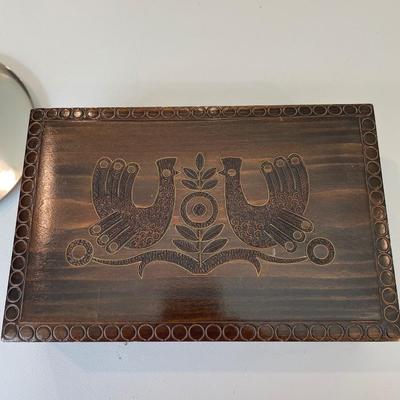 Folk Art Wooden Box, Key/Change Holder