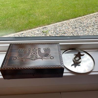 Folk Art Wooden Box, Key/Change Holder