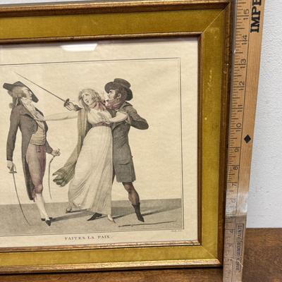 Sale Photo Thumbnail #245: A framed lithograph of an engraving by French artist Jacques Philippe Levilly (active 1780-1800). Condition: good.