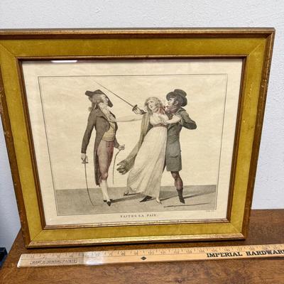 Sale Photo Thumbnail #246: A framed lithograph of an engraving by French artist Jacques Philippe Levilly (active 1780-1800). Condition: good.