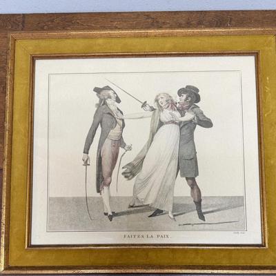 Sale Photo Thumbnail #243: A framed lithograph of an engraving by French artist Jacques Philippe Levilly (active 1780-1800). Condition: good.