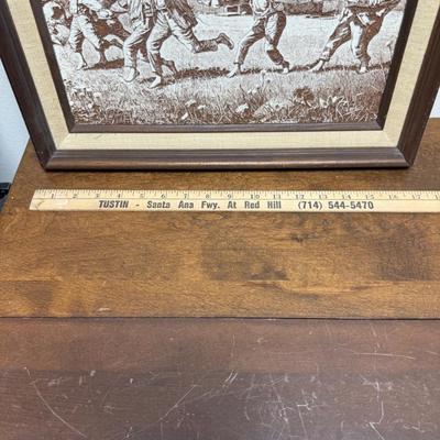 Sale Photo Thumbnail #303: Originally published in Harper's Weekly in 1873, this is a modern reproduction done by laser cutting a wood sheet.  Very good condition, framed size is approx. 14.4" x 17.5".