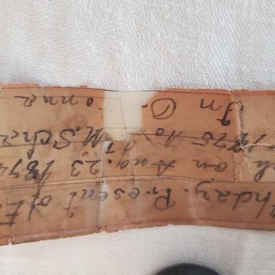 Sale Photo Thumbnail #22: 8" x 5" x7" 
Contains a very old piece of paper of some provinance