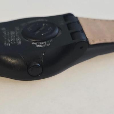 Lot 59: Swatch - Swiss Watch SR626SW Black Leather Day Date