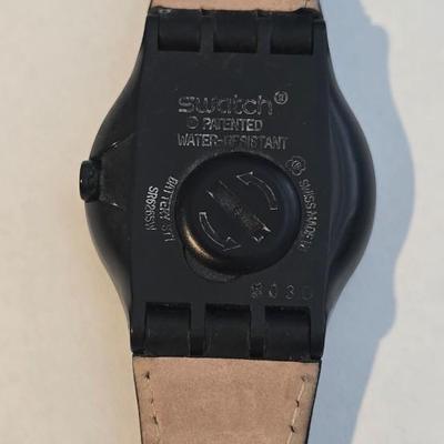 Lot 59: Swatch - Swiss Watch SR626SW Black Leather Day Date