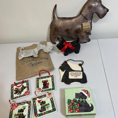 Big Scottie Dog Lot, Tree Topper, Metal Decor