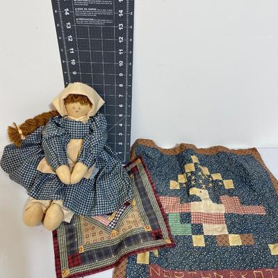 North Dakota Doll with 2 Mini Quilts