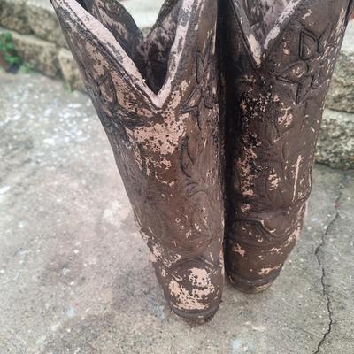 Sale Photo Thumbnail #17: These are not as heavy as if solid concrete so they must be 0attially hollow or made of some other pottery.  They are still heavy enough to not knock over.  Make great decor for your front door or flowerbed