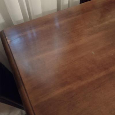 Wood Finish Double Drawer Bedside Dresser