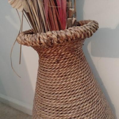 Rope Weave Floor Vase with Artificial Plant