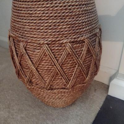 Rope Weave Floor Vase with Artificial Plant