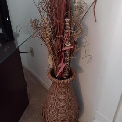 Rope Weave Floor Vase with Artificial Plant