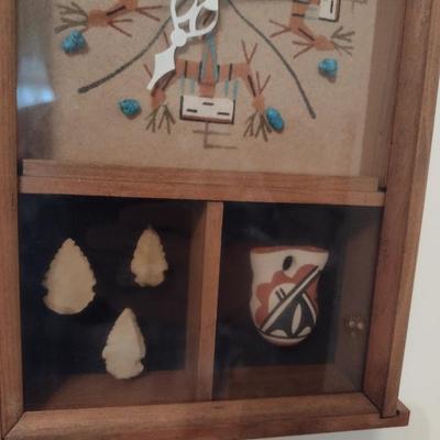 Genuine Native American Sand Art Shadowbox Wall Clock