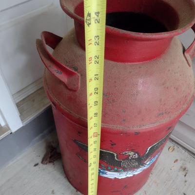 Vintage Metal Milk Can with American Eagle