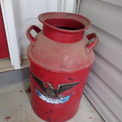 Vintage Metal Milk Can with American Eagle