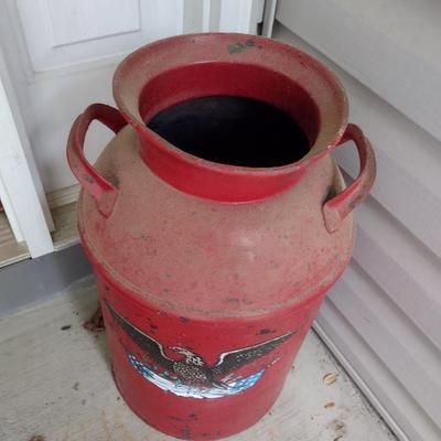 Vintage Metal Milk Can with American Eagle