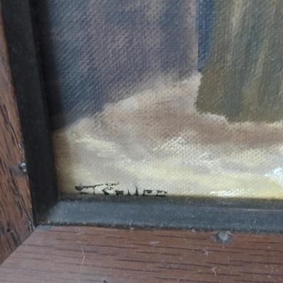 Framed Townscape Design Painting on Canvas- Signed by Artist- Approx 19 3/4" x 23 1/2"