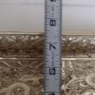 Gilt Dragon Design Decorative Plate with Metal Stand- Approx 12 1/4" x 7 1/2"