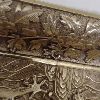 Gilt Dragon Design Decorative Plate with Metal Stand- Approx 12 1/4" x 7 1/2"