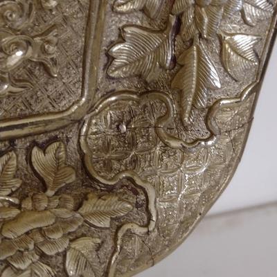 Gilt Dragon Design Decorative Plate with Metal Stand- Approx 12 1/4" x 7 1/2"