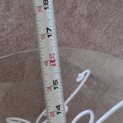 Small, Scroll Design Metal Wire Accent Table with Glass Top- Approx 16 1/2" in Diameter, 18" Tall