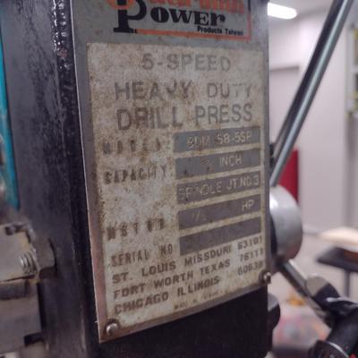 Guardian Power 5 Speed Heavy Duty Drill Press on Rolling Work Stand
