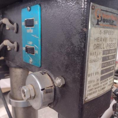 Guardian Power 5 Speed Heavy Duty Drill Press on Rolling Work Stand