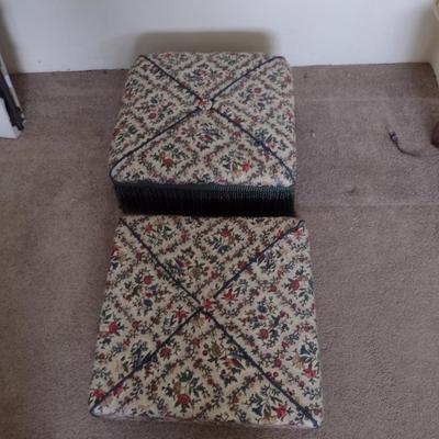 Upholstered Metal Frame Ottoman/Low Seat with Removable Cushion Top- Approx 19 1/2" Square, 13" Tall