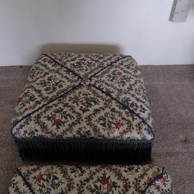 Upholstered Metal Frame Ottoman/Low Seat with Removable Cushion Top- Approx 19 1/2" Square, 13" Tall