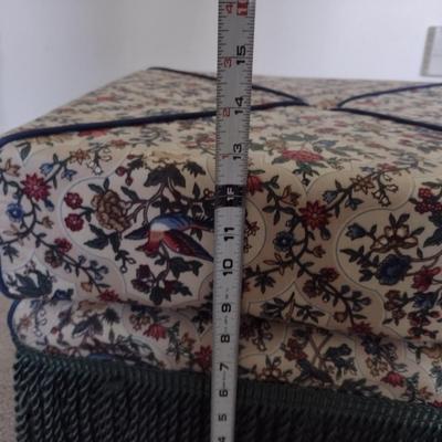 Upholstered Metal Frame Ottoman/Low Seat with Removable Cushion Top- Approx 19 1/2" Square, 13" Tall
