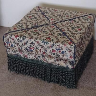 Upholstered Metal Frame Ottoman/Low Seat with Removable Cushion Top- Approx 19 1/2" Square, 13" Tall