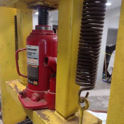 Wierton Steel H-Frame Press with 20-Ton Strongway Hydraulic Bottle Jack