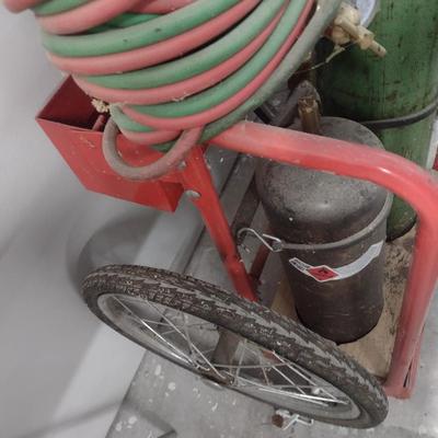 Acetylene Cutting Torch Set with Hose, Gauges, and Cart