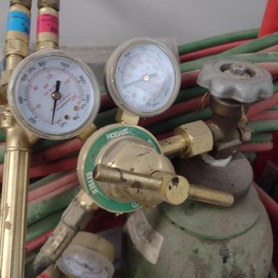 Acetylene Cutting Torch Set with Hose, Gauges, and Cart