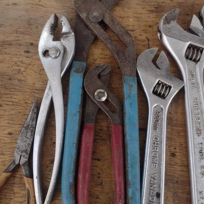 Assortment of Crescent Wrench and Adjustable Pliers (#1)