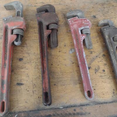 Set of Four Heavy Duty Adjustable Head Pipe Wrenches (#6)