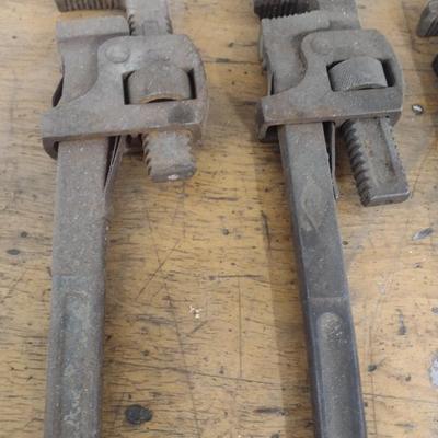 Set of Three of Heavy-Duty Vintage Pipe Wrenches