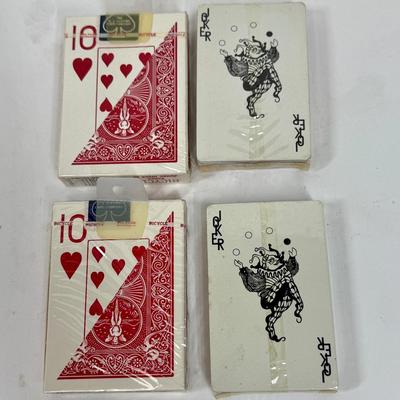 Sale Photo Thumbnail #343: 2 packs of Bicycle Jumbo Index Playing Cards and 2 packs of Production Credit Association cards.