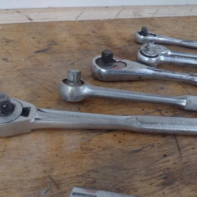 Collection of Ratchets and Extension Bars Various Sized Drives (#9)
