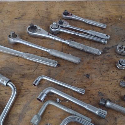 Collection of Ratchets and Extension Bars Various Sized Drives (#9)