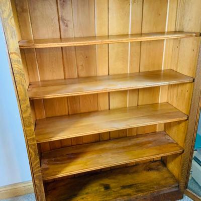 LOT 64: Wood Book Shelf with Glass Doors