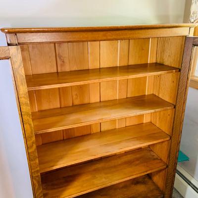 LOT 64: Wood Book Shelf with Glass Doors