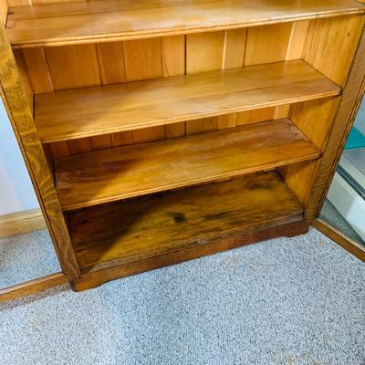 LOT 64: Wood Book Shelf with Glass Doors