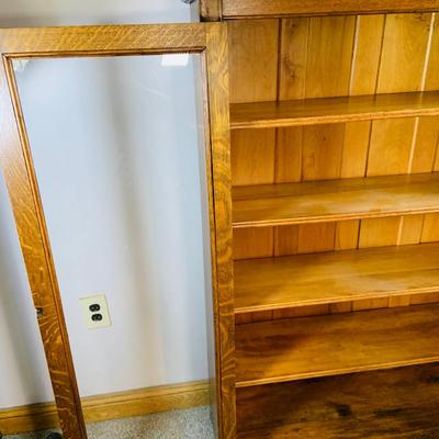 LOT 64: Wood Book Shelf with Glass Doors