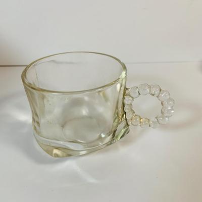 LOT 65: Glass Mid-Century Snack Tray/ Ashtray with Cups (8 Cups & 8 Trays)
